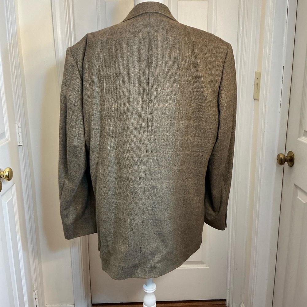 Oscar de la Renta Wool Herringbone Tweed Sport Coat Blazer Brown Tan ~42R - Picture 5 of 12
